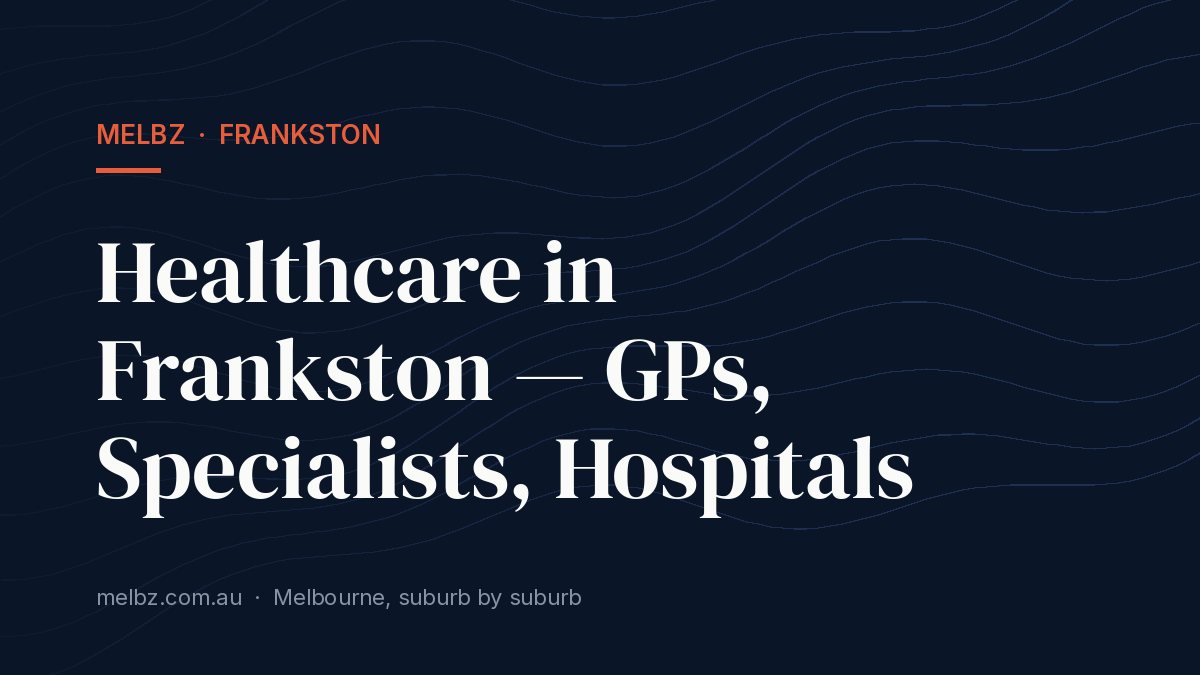 Title card: Healthcare in Frankston — GPs, Specialists, Hospitals