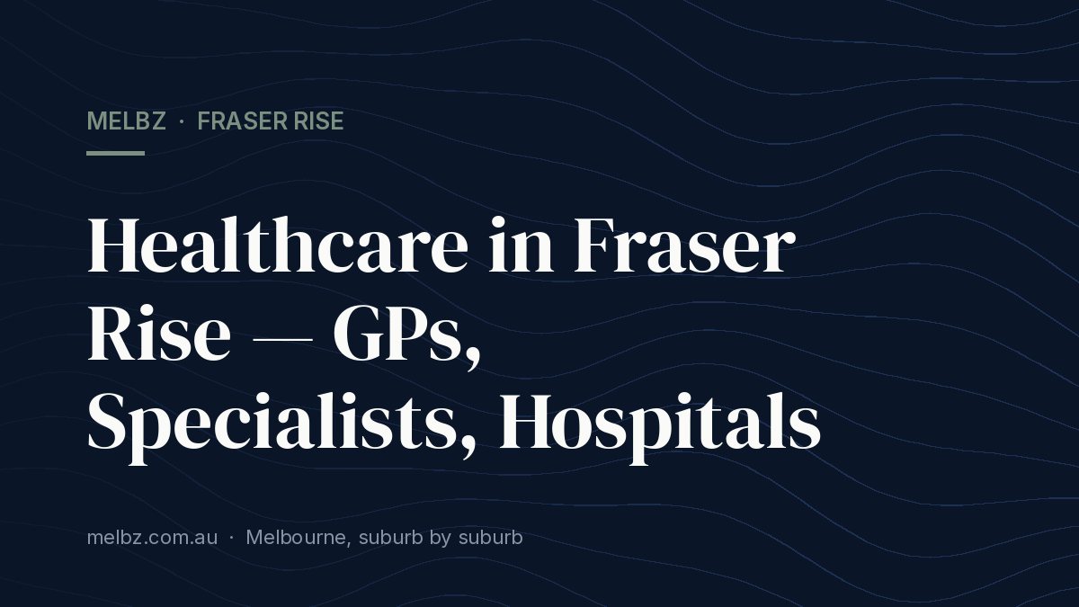 Title card: Healthcare in Fraser Rise — GPs, Specialists, Hospitals