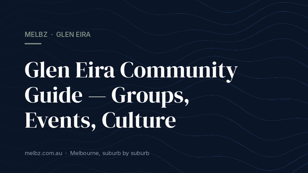 Title card: Glen Eira Community Guide — Groups, Events, Culture