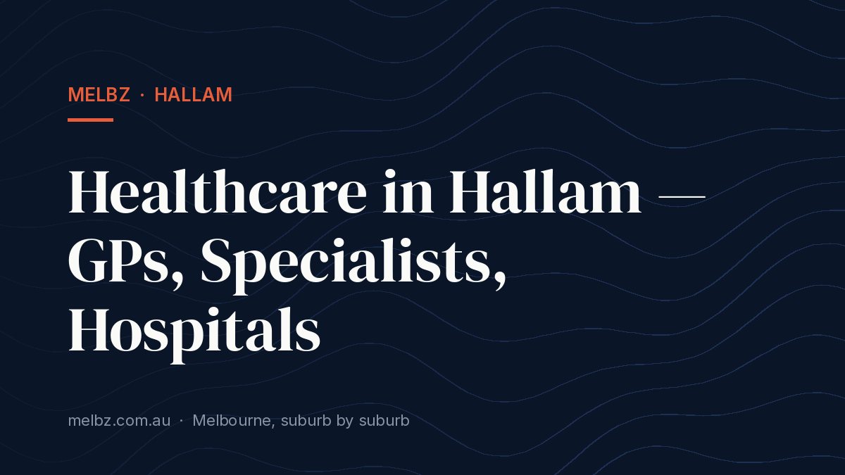 Title card: Healthcare in Hallam — GPs, Specialists, Hospitals