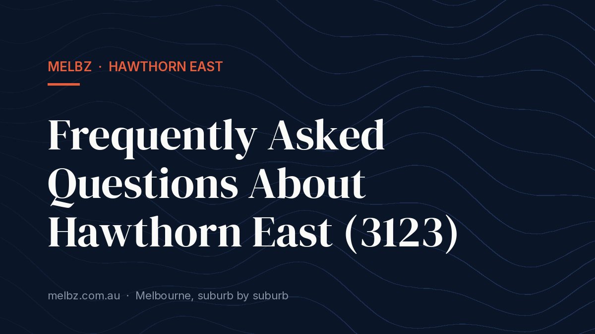 Title card: Frequently Asked Questions About Hawthorn East (3123)