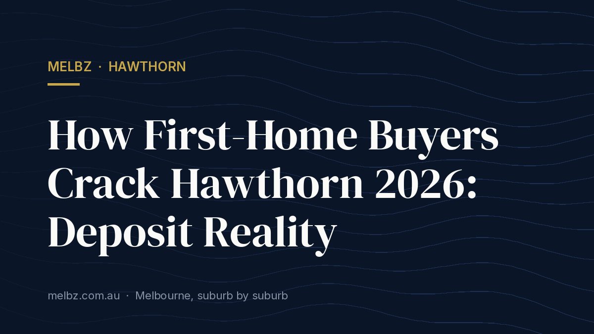 Title card: How First-Home Buyers Crack Hawthorn 2026: Deposit Reality