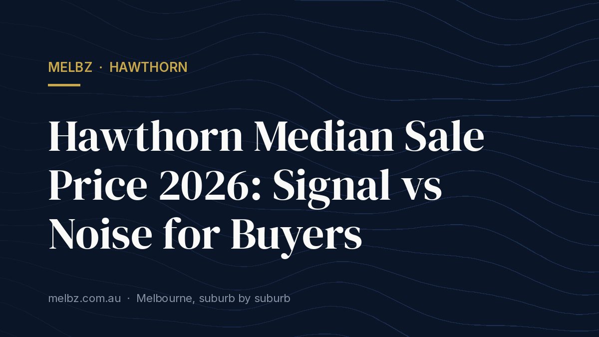 Title card: Hawthorn Median Sale Price 2026: Signal vs Noise for Buyers