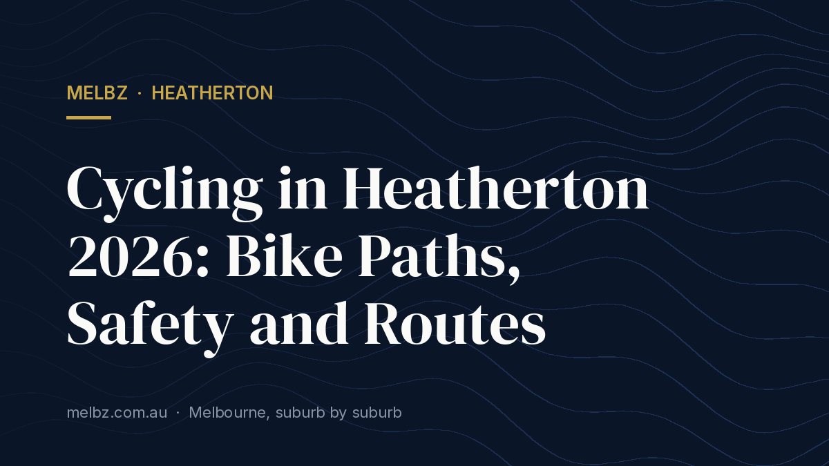 Title card: Cycling in Heatherton 2026: Bike Paths, Safety and Routes