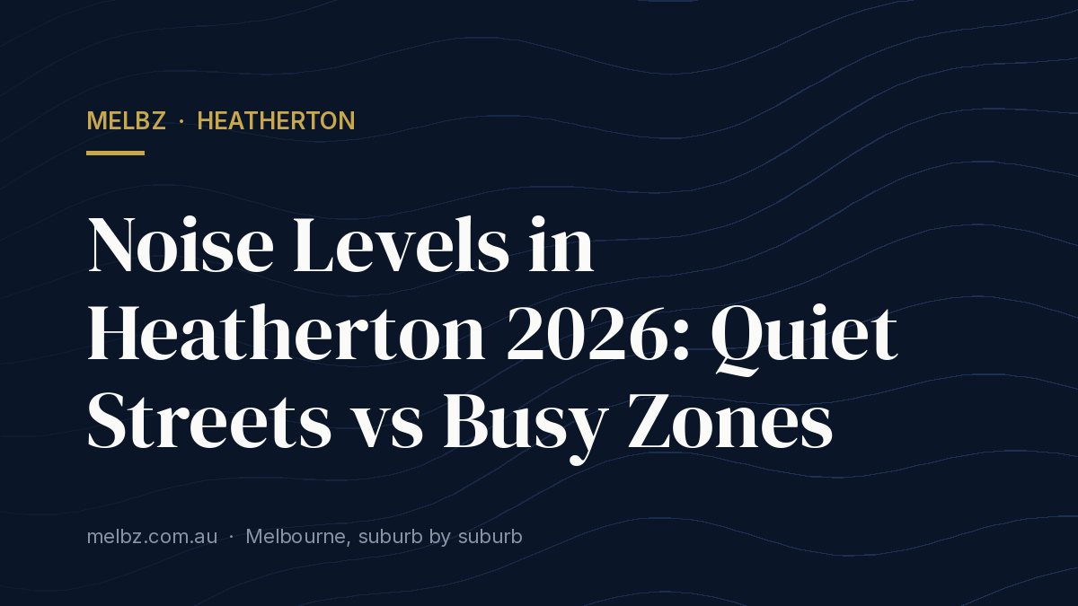 Title card: Noise Levels in Heatherton 2026: Quiet Streets vs Busy Zones