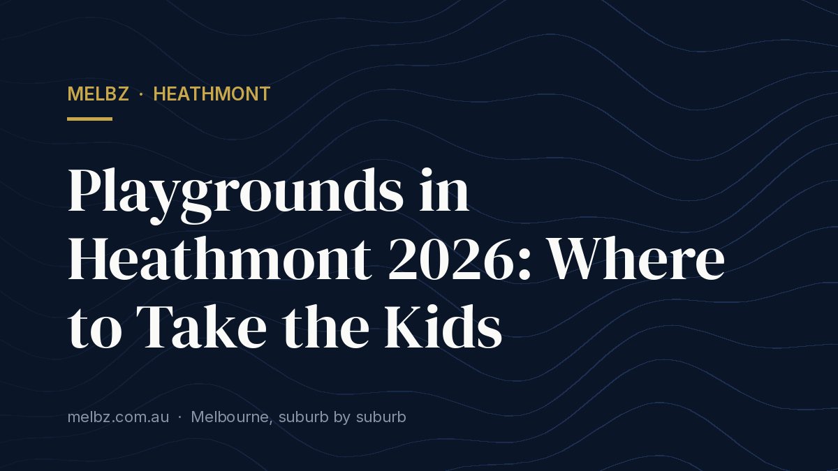 Title card: Playgrounds in Heathmont 2026: Where to Take the Kids