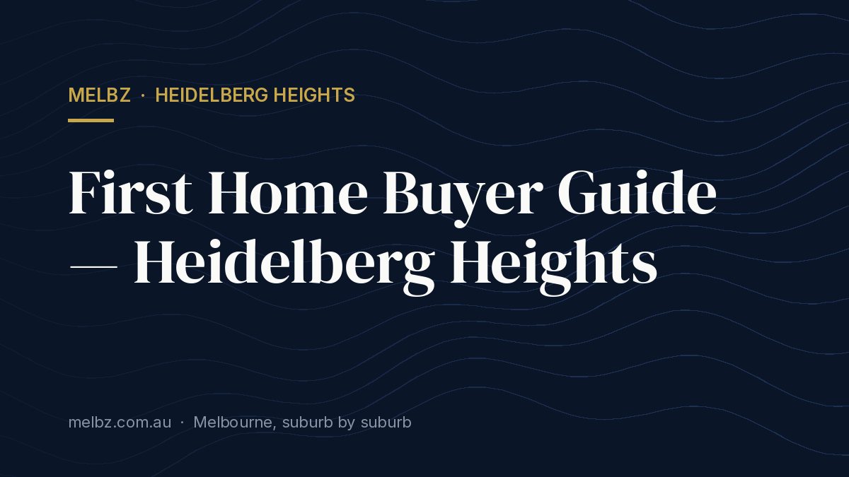 Title card: First Home Buyer Guide — Heidelberg Heights