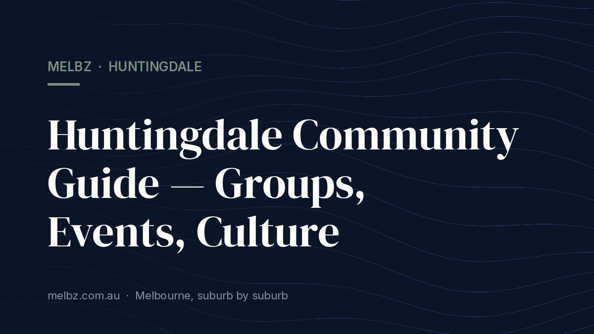Title card: Huntingdale Community Guide — Groups, Events, Culture