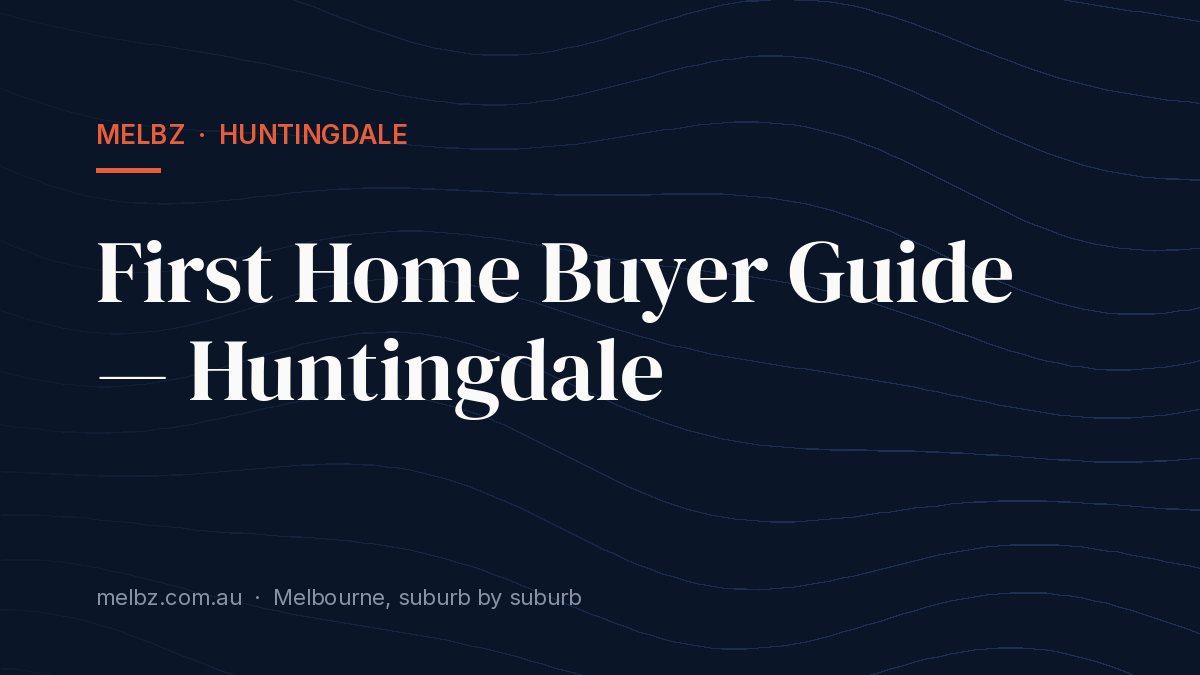 Title card: First Home Buyer Guide — Huntingdale