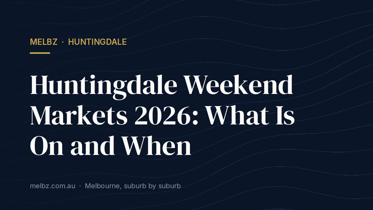 Title card: Huntingdale Weekend Markets 2026: What Is On and When