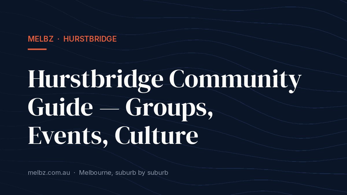 Title card: Hurstbridge Community Guide — Groups, Events, Culture