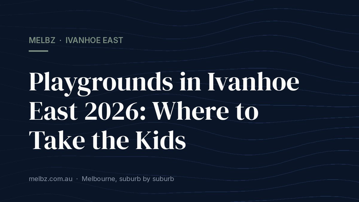 Title card: Playgrounds in Ivanhoe East 2026: Where to Take the Kids