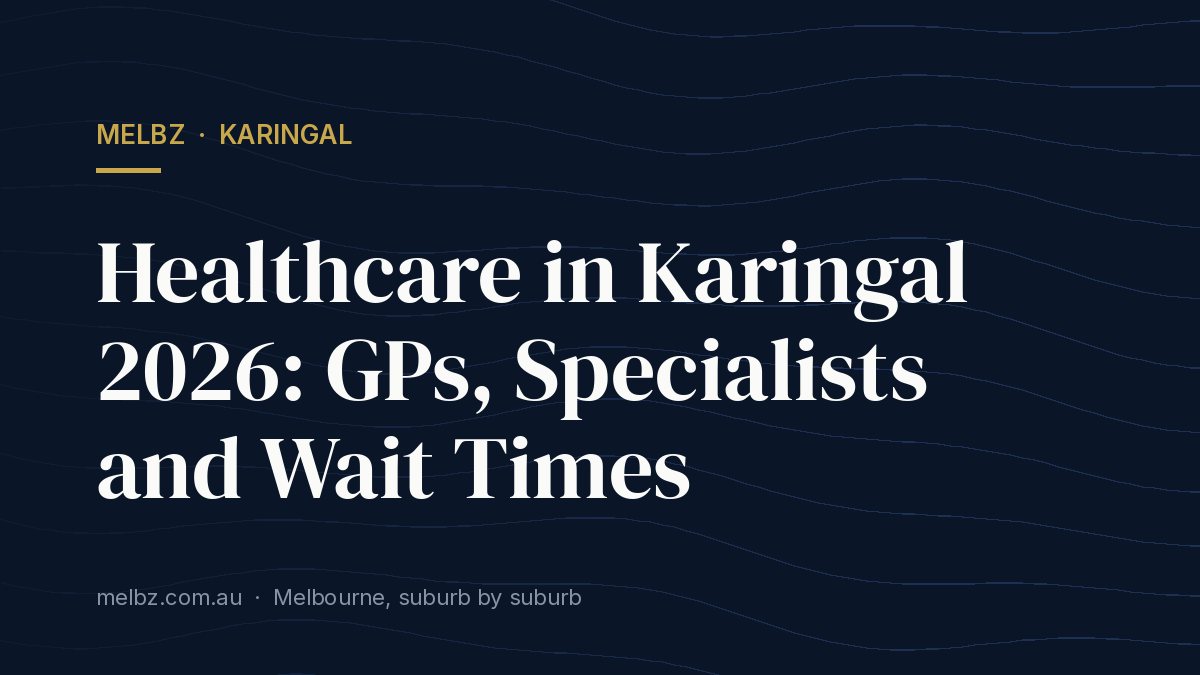 Title card: Healthcare in Karingal 2026: GPs, Specialists and Wait Times