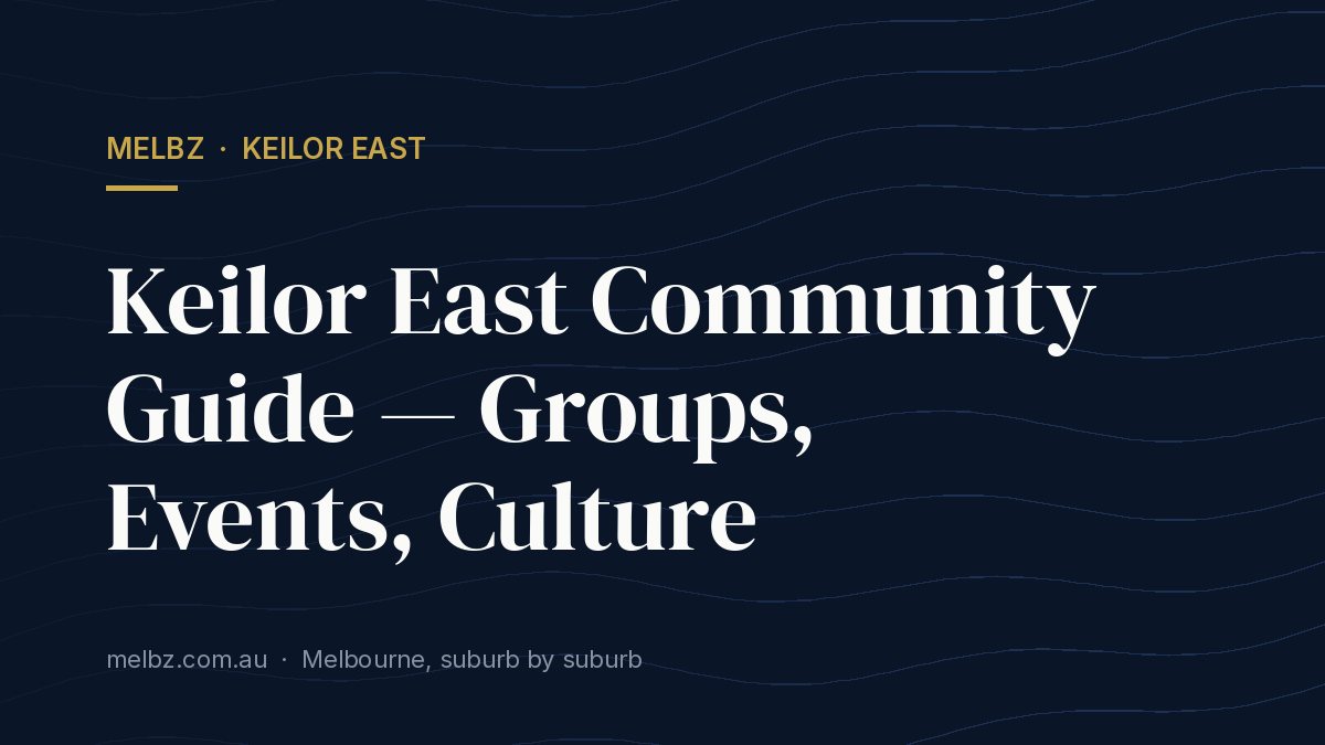 Title card: Keilor East Community Guide — Groups, Events, Culture