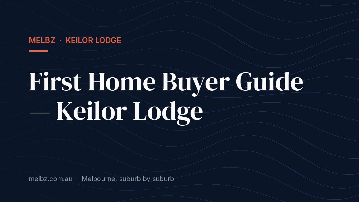 Title card: First Home Buyer Guide — Keilor Lodge