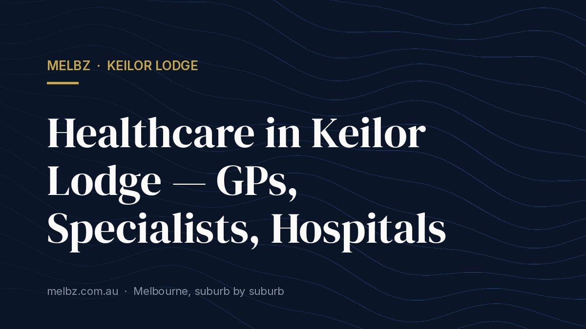 Title card: Healthcare in Keilor Lodge — GPs, Specialists, Hospitals