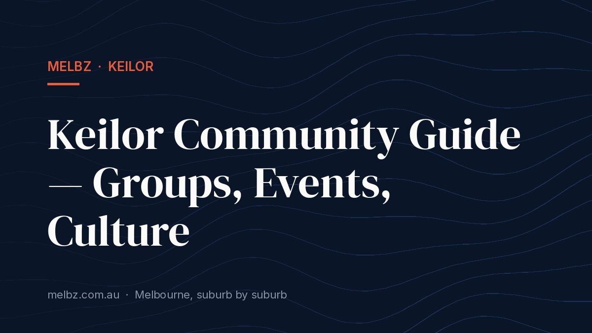 Title card: Keilor Community Guide — Groups, Events, Culture