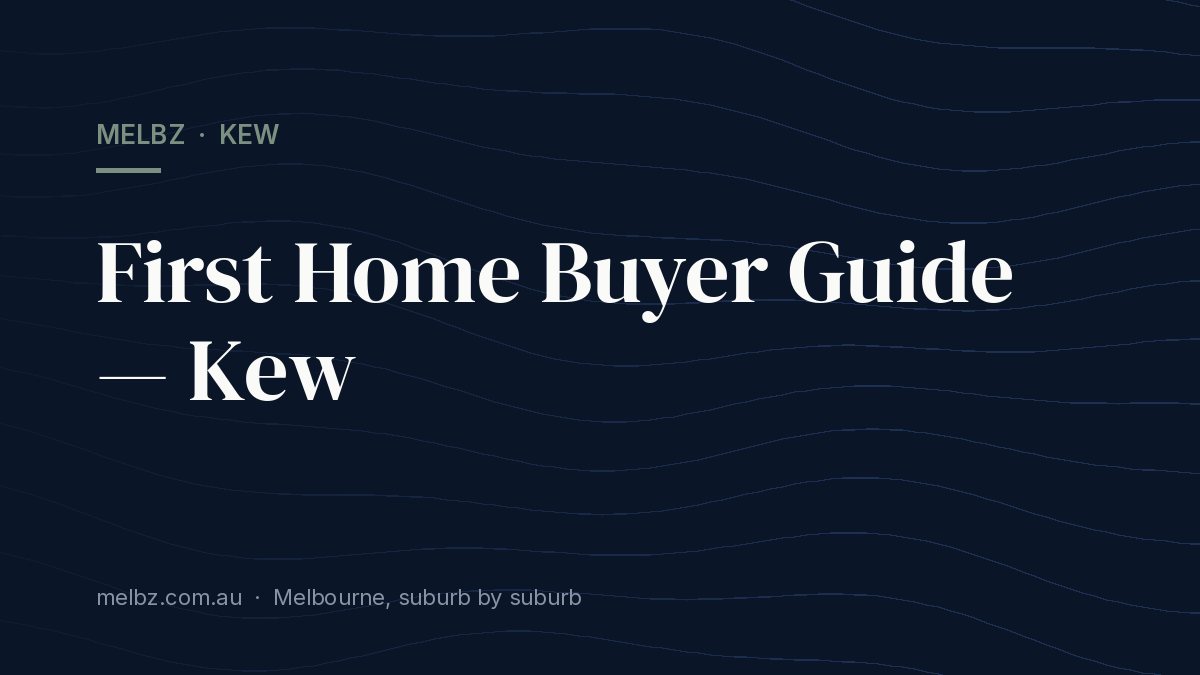 Title card: First Home Buyer Guide — Kew