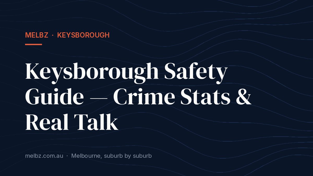 Title card: Keysborough Safety Guide — Crime Stats & Real Talk