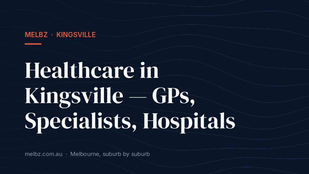 Title card: Healthcare in Kingsville — GPs, Specialists, Hospitals