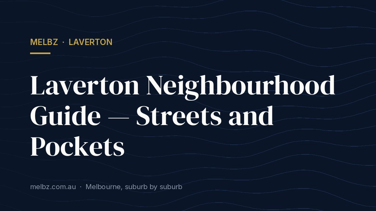Title card: Laverton Neighbourhood Guide — Streets and Pockets