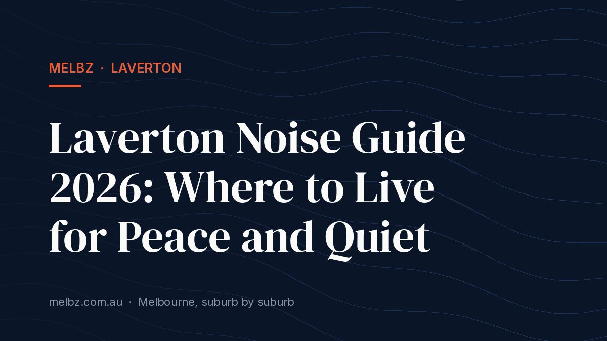 Title card: Laverton Noise Guide 2026: Where to Live for Peace and Quiet