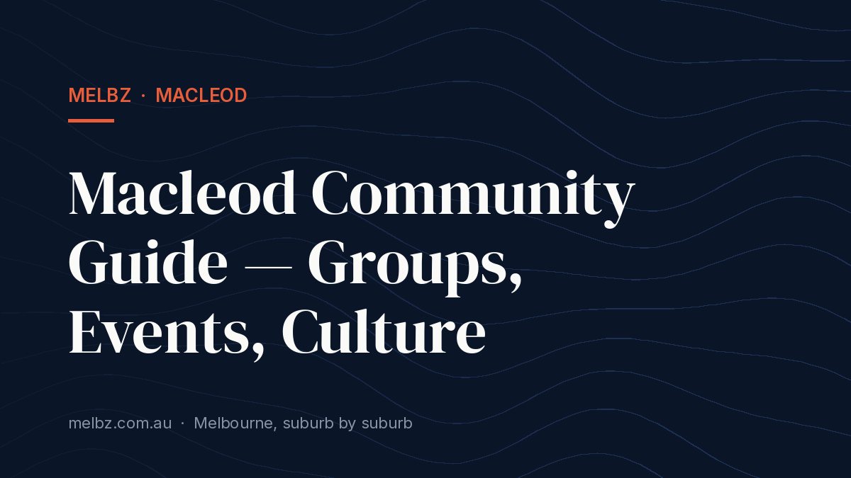 Title card: Macleod Community Guide: Libraries, Sport, Theatre