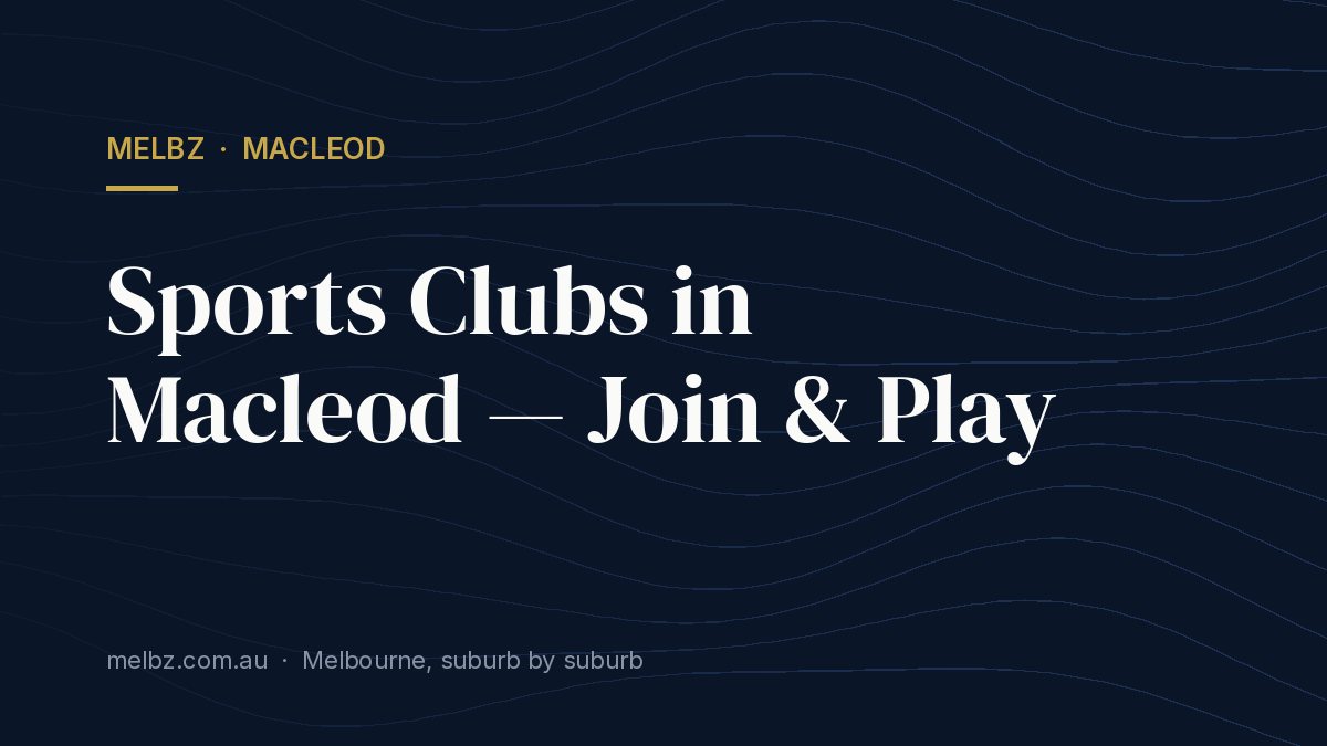 Title card: Sports Clubs in Macleod — Join & Play
