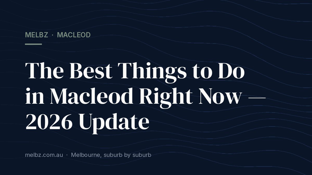 Title card: The Best Things to Do in Macleod Right Now — 2026 Update