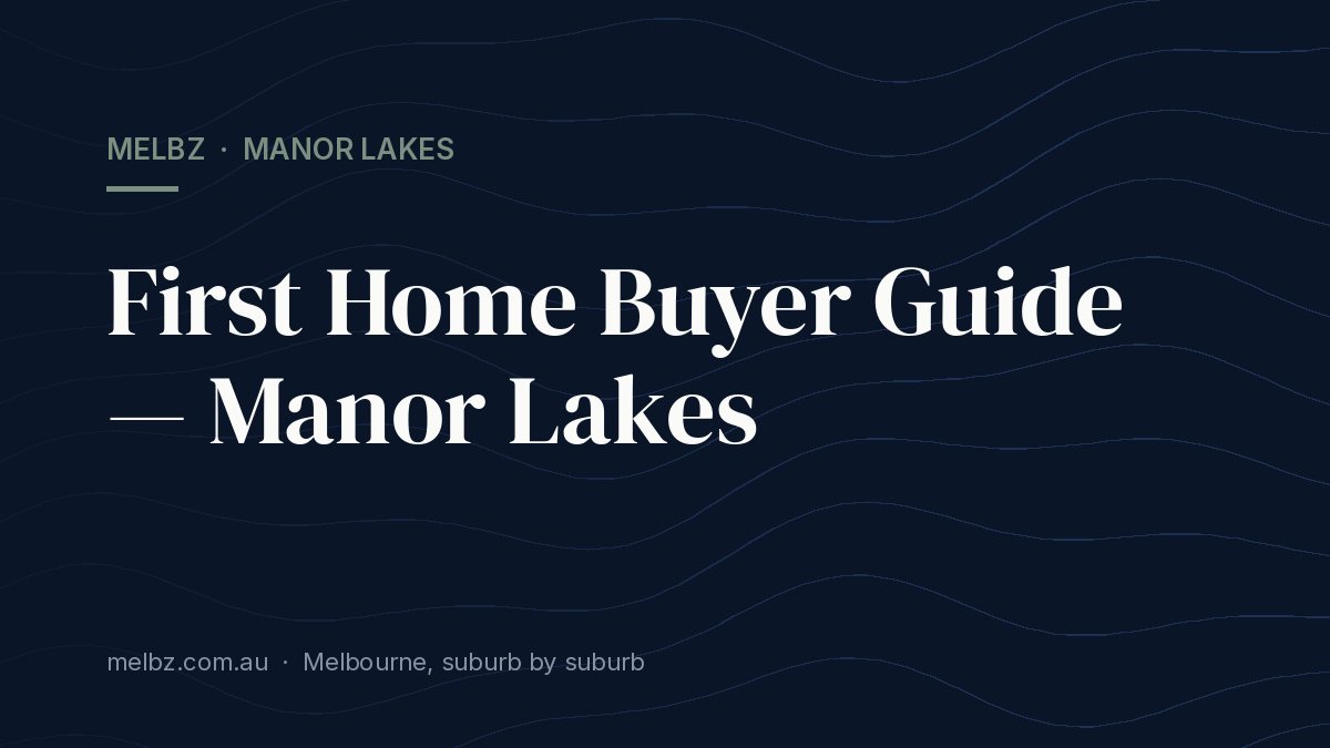 Title card: First Home Buyer Guide — Manor Lakes