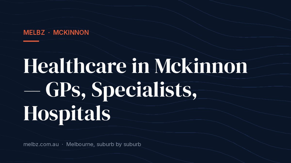 Title card: Healthcare in Mckinnon — GPs, Specialists, Hospitals