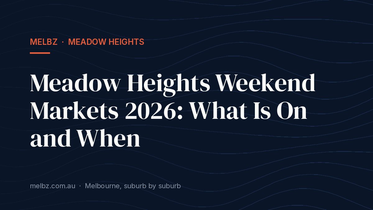 Title card: Meadow Heights Weekend Markets 2026: What Is On and When