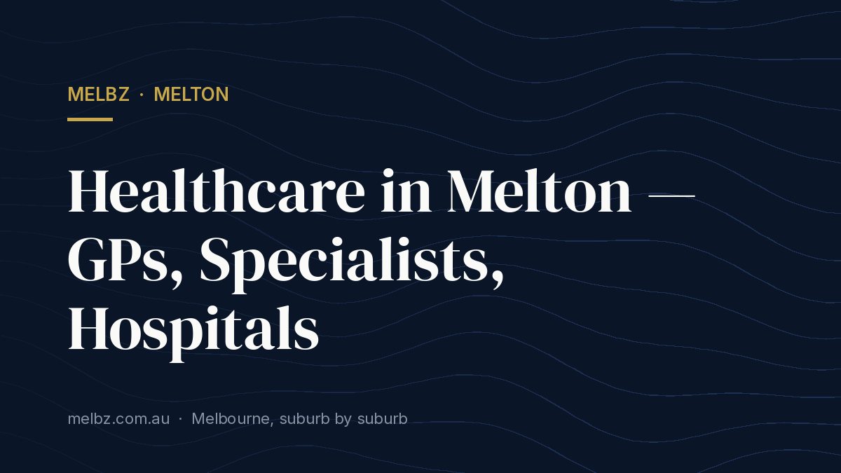 Title card: Healthcare in Melton — GPs, Specialists, Hospitals
