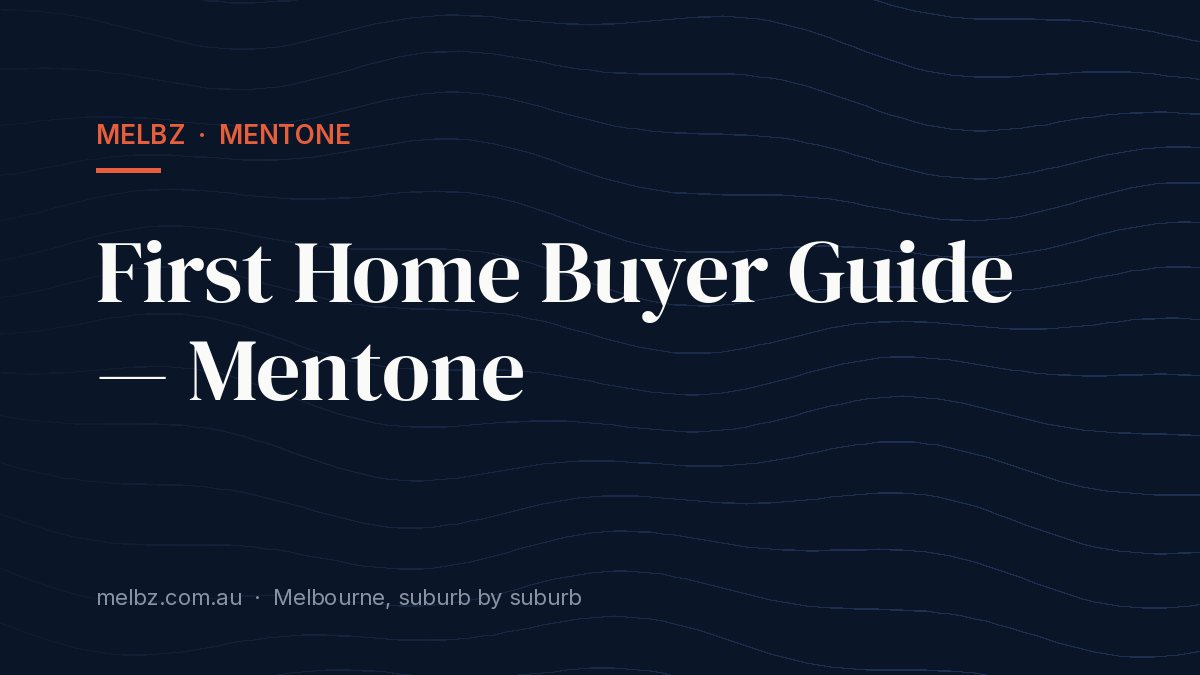 Title card: First Home Buyer Guide — Mentone