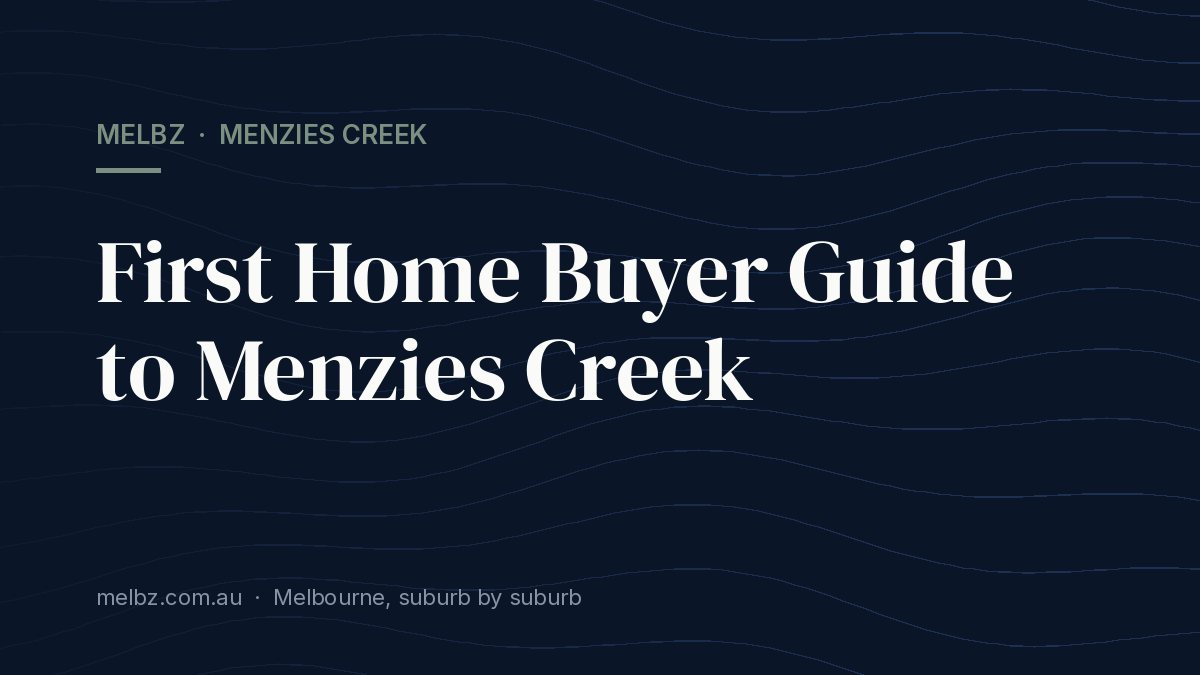 Title card: First Home Buyer Guide to Menzies Creek