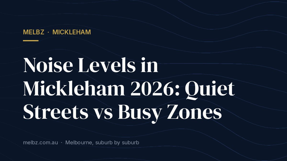Title card: Noise Levels in Mickleham 2026: Quiet Streets vs Busy Zones
