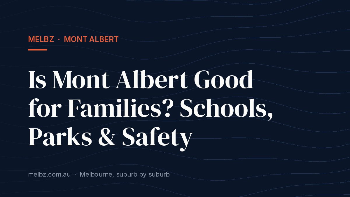 Title card: Is Mont Albert Good for Families? Schools, Parks & Safety