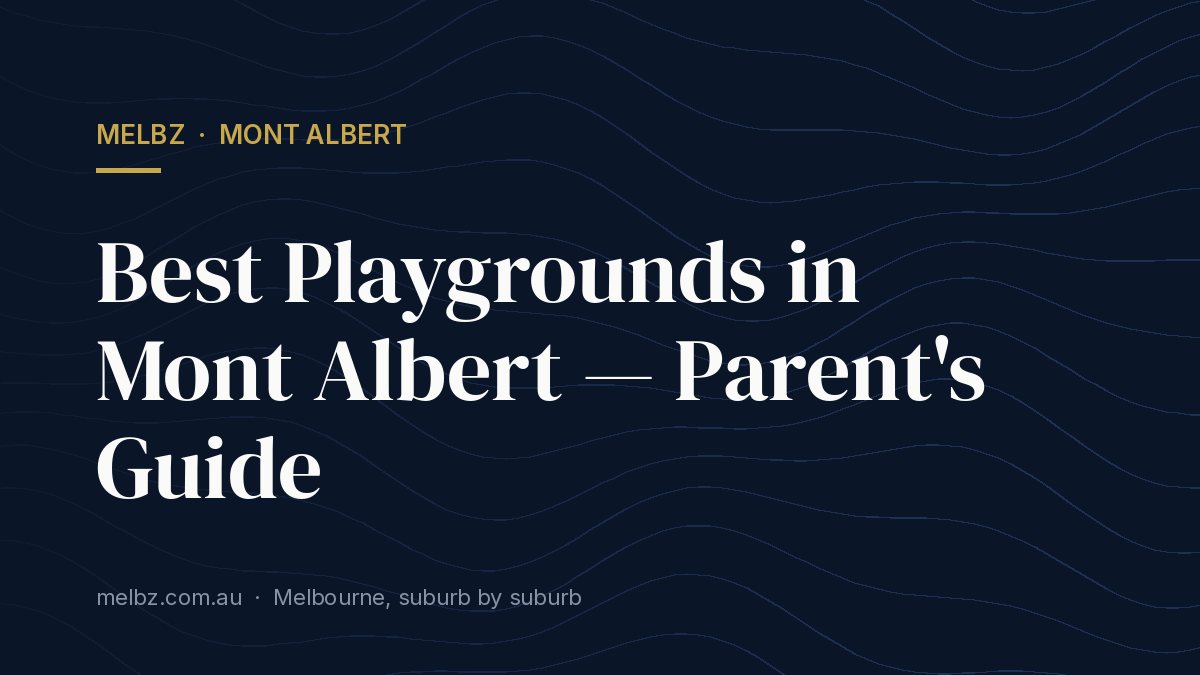 Title card: Best Playgrounds in Mont Albert — Parent's Guide