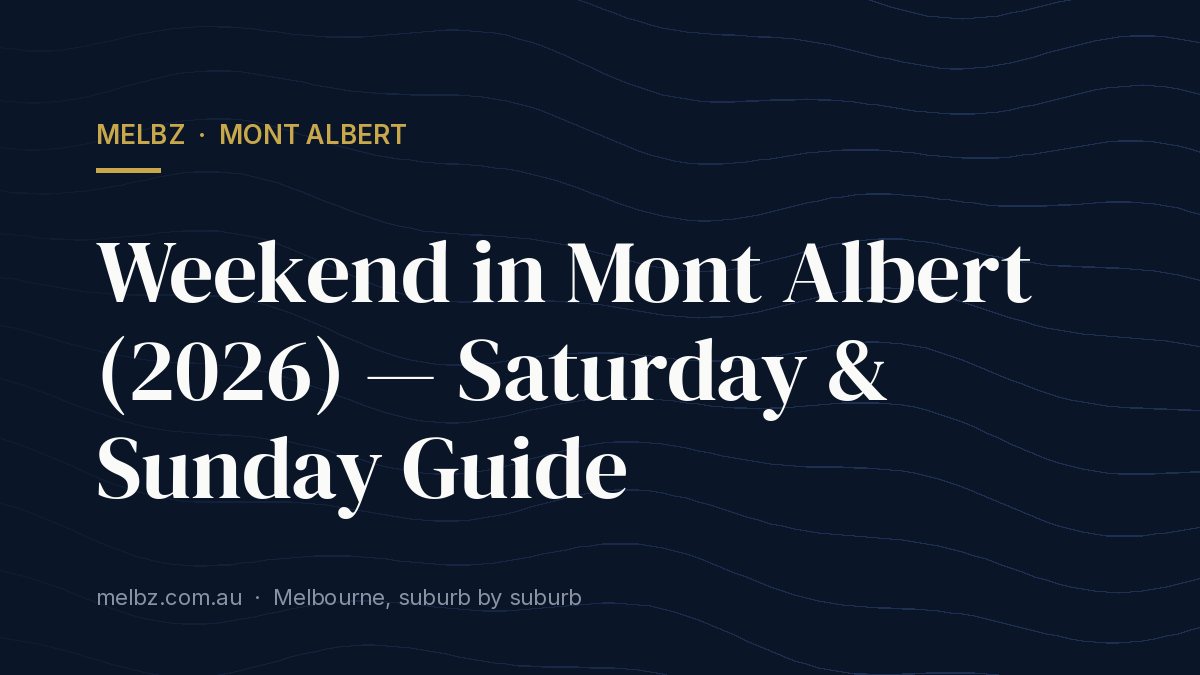 Title card: Weekend in Mont Albert (2026) — Saturday & Sunday Guide