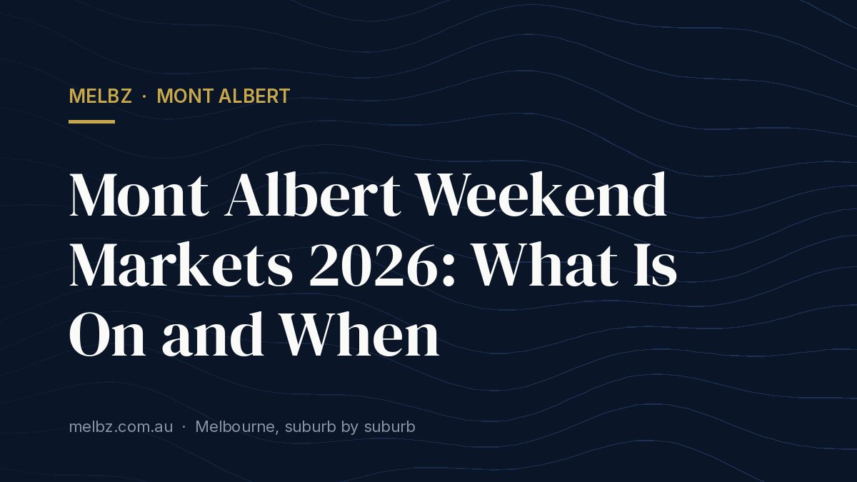 Title card: Mont Albert Weekend Markets 2026: What Is On and When