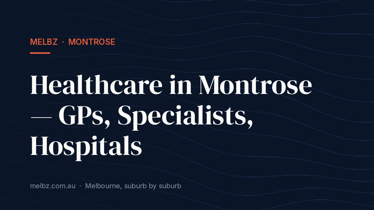 Title card: Healthcare in Montrose — GPs, Specialists, Hospitals