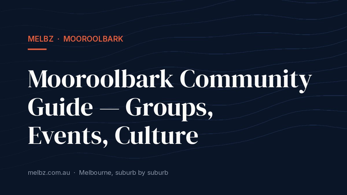 Title card: Mooroolbark Community Guide — Groups, Events, Culture