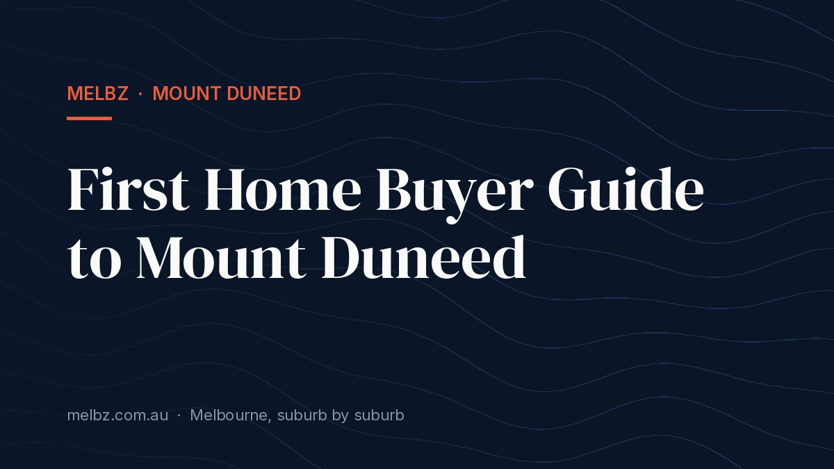 Title card: First Home Buyer Guide to Mount Duneed