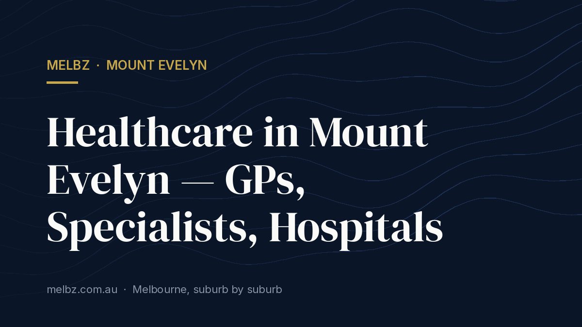 Title card: Healthcare in Mount Evelyn — GPs, Specialists, Hospitals