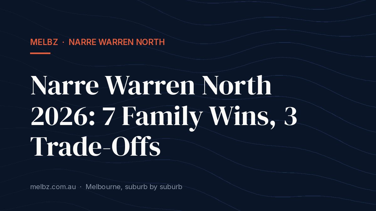 Title card: Narre Warren North 2026: 7 Family Wins, 3 Trade-Offs