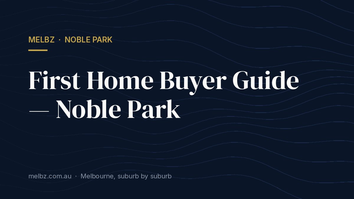 Title card: First Home Buyer Guide — Noble Park