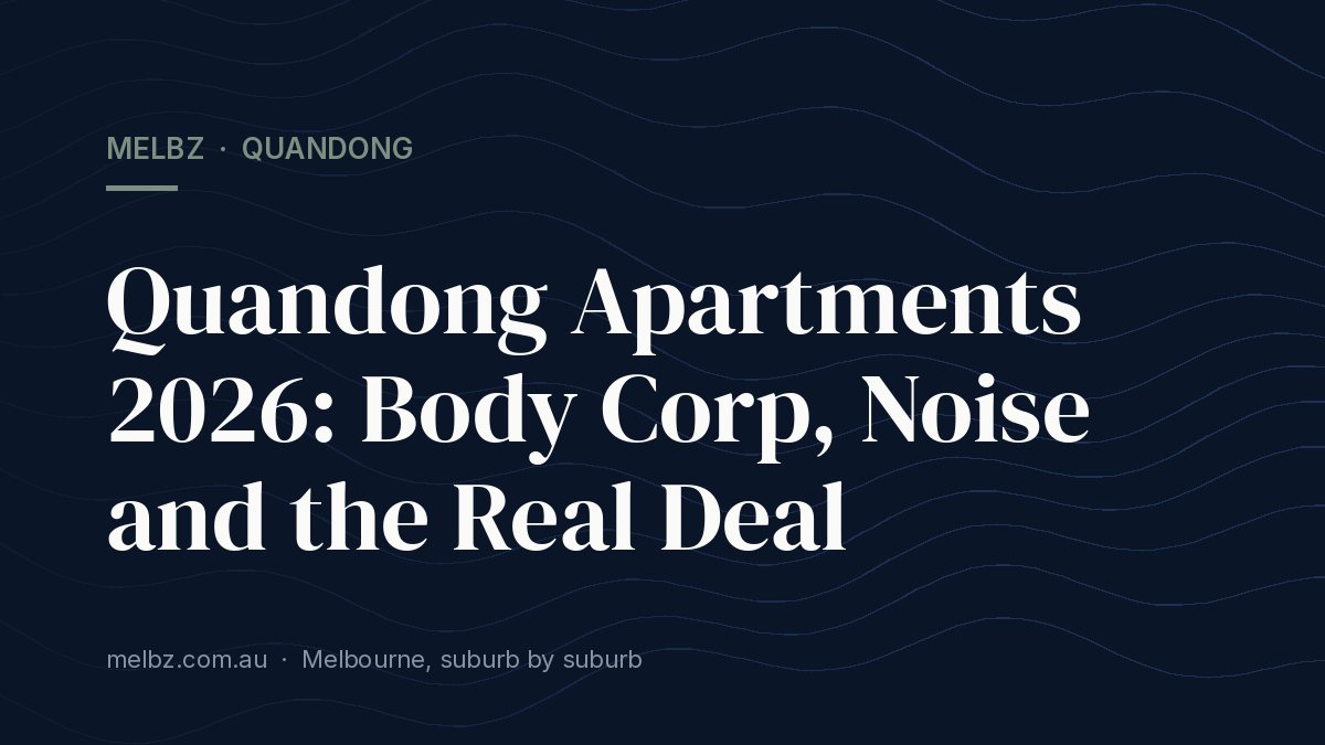 Title card: Quandong Apartments 2026: Body Corp, Noise and the Real Deal