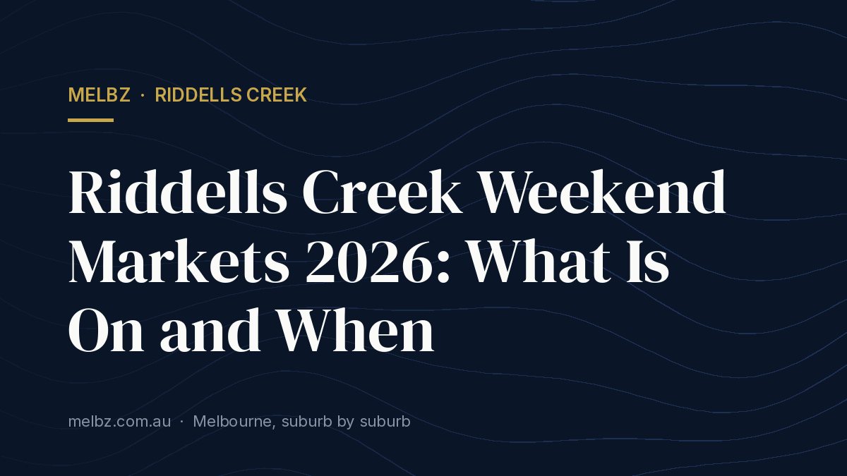 Title card: Riddells Creek Weekend Markets 2026: What Is On and When