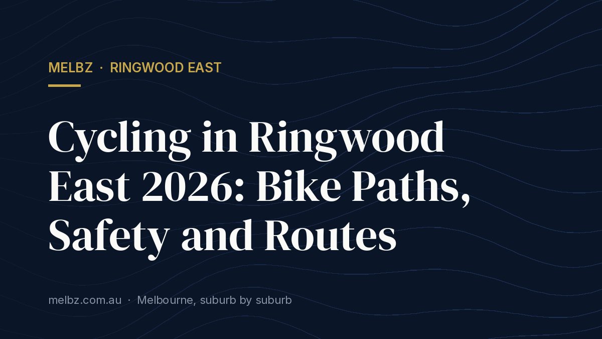 Title card: Cycling in Ringwood East 2026: Bike Paths, Safety and Routes