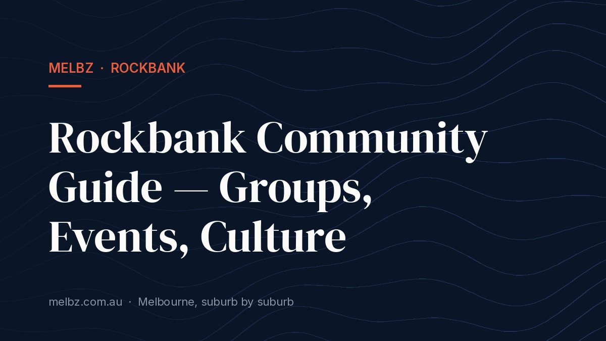 Title card: Rockbank Community Guide — Groups, Events, Culture